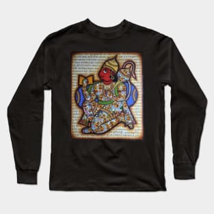 Hanuman chalisa collage, lord hanuman, balaji, bajarangbali artwork, indian folk art Long Sleeve T-Shirt